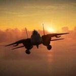 F-35C Fighter Jet Nearly Flies ITSELF Military aircraft flying against a sunset backdrop
