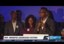 Christian Menefee speaks after defeating Al Green in District 18 Democratic primary