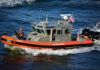 U.S. Coast Guard boat navigating through water