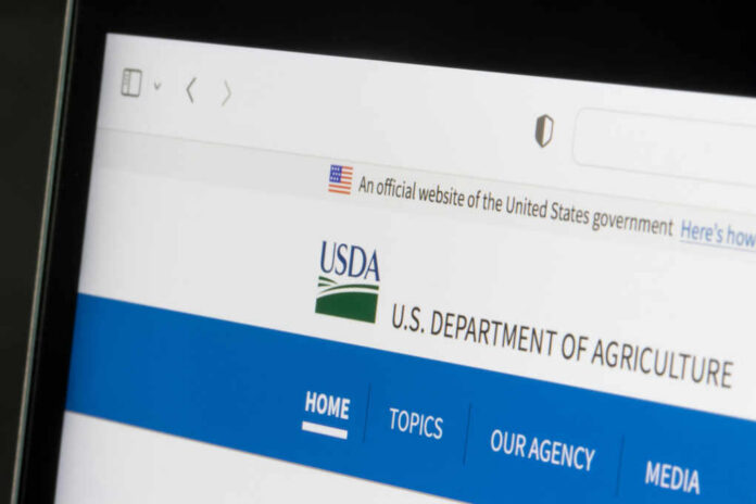 Screenshot of the USDA official website displaying navigation options