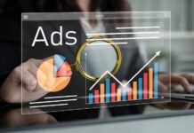 Person analyzing advertising data on a digital interface