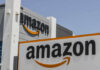 Amazon corporate building with prominent logo signage