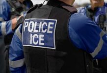 Wrong Guy Killed—ICE Pulls the Plug Close-up of a police officer's vest with 'POLICE ICE' label